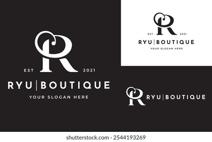 Elegante letra inicial elegante R Logo vetor. Letra inicial R Monograma Inspiração de logotipo elegante. Letra Premium R Caractere De Logotipo. Ilustração de logotipo de vetor de alfabeto