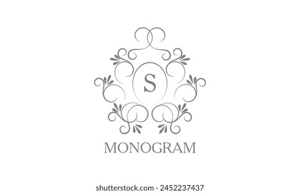 Stylish, elegant initial letter S monogram design in vector style. Emblem, logo for restaurant, boutique, jewelry, business.