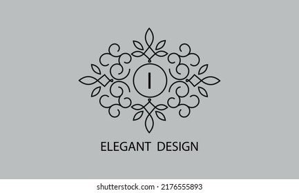 Stylish and elegant letter I monogram template. Vector logo illustration