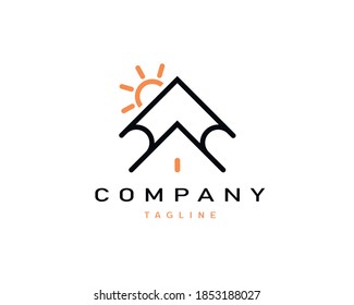 Stylish and elegant logo of modern house and plane. It would be perfect for housing ,real estate, home services, and any related services.