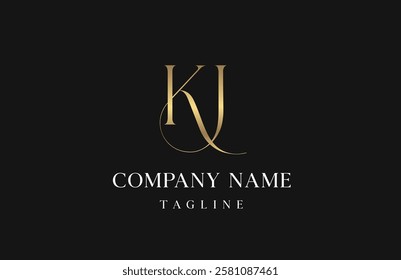 Stylish Elegant Luxury Initial Letter KJ Logo Vector. Initial Letter KJ Monogram Elegant Logo Inspiration. Premium Golden Letter KJ Logo Character. Vector Logo Illustration