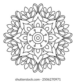 Diseño elegante y elegante del mandala para colorear el libro, el arte de la pared, el tatuaje y el diseño de Mehndi, diseño elegante del mandala

