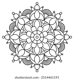 stylisches und elegantes Mandala-Design zum Färben von Büchern, Tätowierungen und Henna-Designs , Mandala-Design für Erwachsene und Kinder-Malbuch
