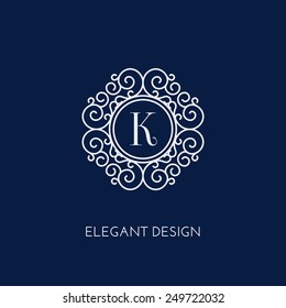 Stylish and elegant monogram design template with letter K. Vector illustration.