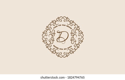 Stylish and elegant monogram with letter D. Elegant vector logo template for invitation, label, business.