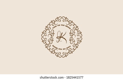 Stylish and elegant monogram with letter K. Elegant ornament, logo, invitation template, label, business.