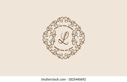 Monograma elegante y elegante con letra L. Elegante ornamento, logotipo, plantilla de invitación, etiqueta, negocio.