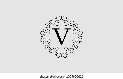 Stylish elegant monogram with a letter V. Wonderful business logo design, restaurant, boutique, hotel, heraldic, jewelry. Vector illustration.