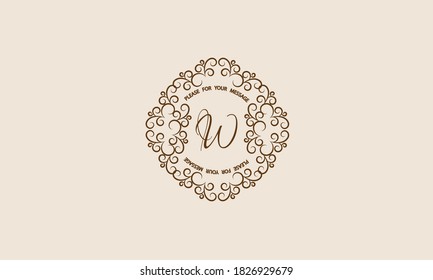 Stylish and elegant monogram with letter W. Elegant ornament, logo, invitation template, label, business.