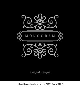 Stylish elegant monogram, mono line art design logo, vector