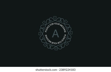 Stylish elegant monogram, template for vintage badge, business sign, frames and labels in modern style with initial A and place for text
