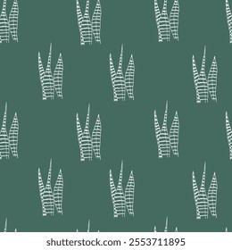 Stylish and elegant Sansevieria flower pattern on a soothing turquoise background. This minimalist vector design is perfect for modern home decor, botanical prints, and nature-inspired projects