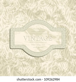 Stylish Elegant Vintage Frame on grunge beige texture. Invitation or wedding card