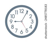 Stylish, elegant wall clock. gray analog clock concept. vector round wall clock