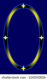 Stylish Ellipse Frame with Stars Isolated on Blue Background. Vector Graphic Frame for design, card, invitation, print for Christmas, New Year, etc...