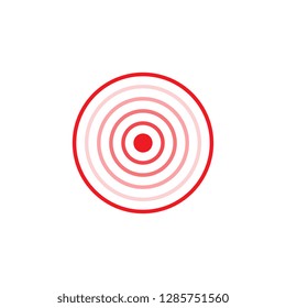 Stylish emblem consisting of gradient circles inside bright red ring