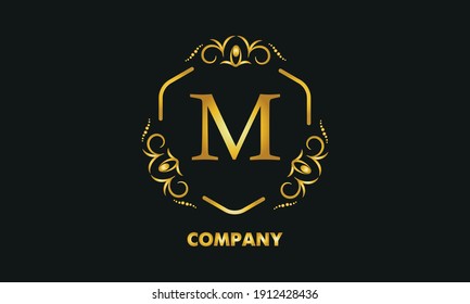 Stylish emblem. Elegant exquisite logo with the letter M, a sign for a restaurant, jewelry, boutiques, hotels, business.
