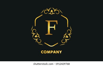 Stylish emblem. Elegant exquisite logo with the letter F, a sign for a restaurant, jewelry, boutiques, hotels, business.