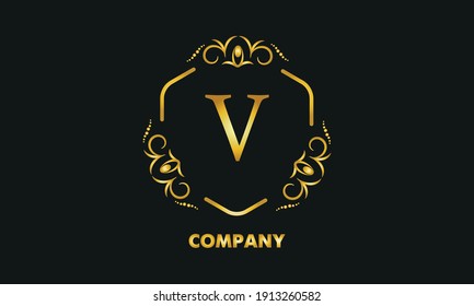 Stylish emblem. Elegant exquisite logo with the letter V, a sign for a restaurant, jewelry, boutiques, hotels, business.
