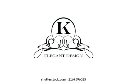 Stylish emblem for exquisite logos and monograms with the letter K in the center.
