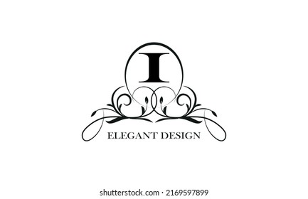 Stylish emblem for exquisite logos and monograms with the letter I in the center.