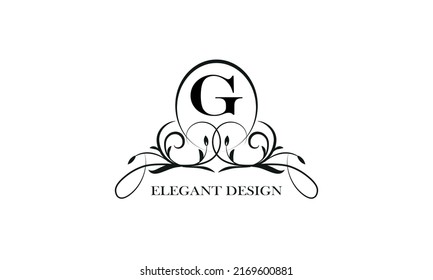 Emblema elegante para exquisitos logos y monogramas con la letra G en el centro.