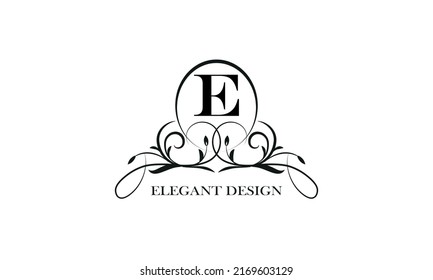 Stilvolles Emblem für exquisite Logos und Monogramme mit dem Buchstaben E in der Mitte.