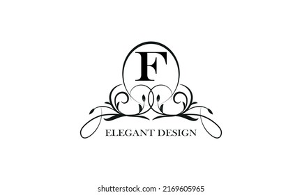 Stylish emblem for exquisite logos and monograms with the letter F in the center.