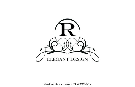 Stilvolles Emblem für exquisite Logos und Monogramme mit dem Buchstaben R in der Mitte.