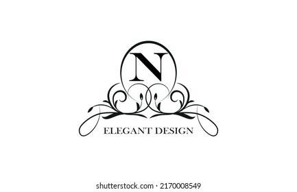 Stylish emblem for exquisite logos and monograms with the letter N in the center.