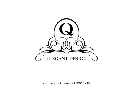 Stilvolles Emblem für exquisite Logos und Monogramme mit dem Buchstaben Q in der Mitte.