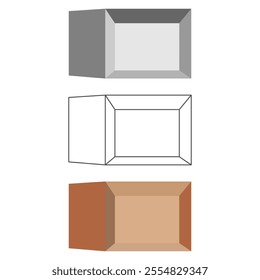 Stylish Empty Cardboard Box Vector Art Multiple Box Styles on White Background for Banners and Covers