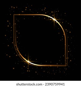 stylish empty golden frame dark background with shiny particle effect vector