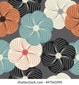 Stylish endless pattern with abstract flowers can be used for design fabric, backgrounds, wrapping paper, package, covers, linen and more ideas.