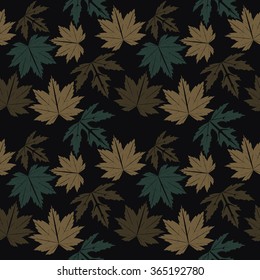 Stylish endless pattern with  autumn leaves. Contrast pattern with leaves can be used for web designs, design fabric, linen, tile, textile and more creative designs.