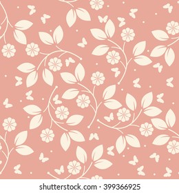 Stylish endless pattern with butterflies, flowers and leaves can be used for linen , wallpaper, surface textures, tissue, design fabric and more creative designs.