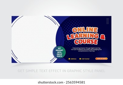 Stylish and engaging e-learning banner design for promoting educational services online.