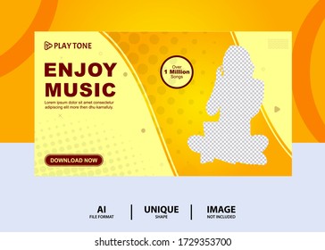 Stylish Enjoy Music web Banner Design