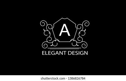 Stylish exquisite monogram with letter A. Design business sign, restaurant, boutique, hotel, heraldic, jewelry. Vector illustration.