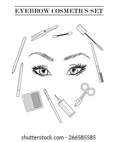  Stylish eyebrow make up collection. Vector guide.
