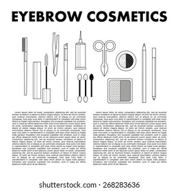  Stylish eyebrow make up collection. Vector guide.