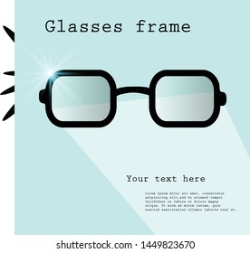 Stylish eyeglass frames, sunglasses icon with shadow - vector illustration