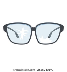 Stylish eyeglasses with cracked lenses illustrating vision impairment and the need for repair or replacement