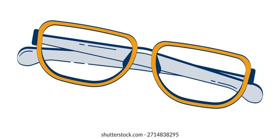 Óculos elegantes quadro dobrado 2D doodle objeto. Acessório óptico. Óculos de moda. Visão ajuda vidros desenho animado elemento plano vetor clipart isolado no fundo branco. Ilustração desenhada à mão