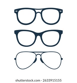 Stylish Eyeglasses, Sunglasses, spectacles, eyewear Icon Set, Vector Illustration