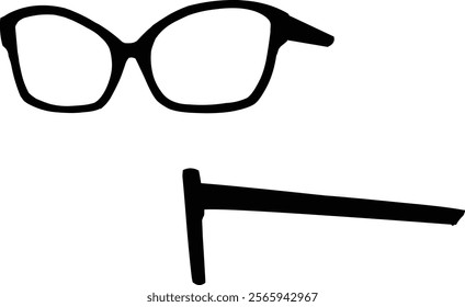 Stylish Eyeglasses Vector front and side