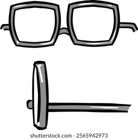 Stylish Eyeglasses Vector front and side