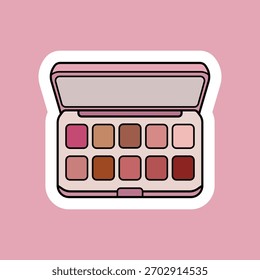 Etiqueta engomada elegante de la paleta de la sombra de ojos – Clipart elegante del Vector del maquillaje