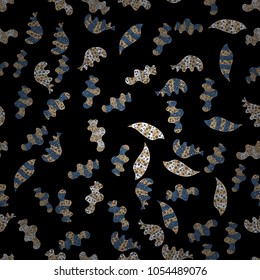 Stylish fabric pattern. Vector. Seamless Doodles black, beige and blue on colors. Vintage.
