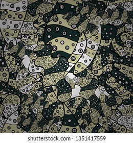 Stylish fabric pattern. Vintage. Vector. Seamless Doodles black, neutral and blue on colors.